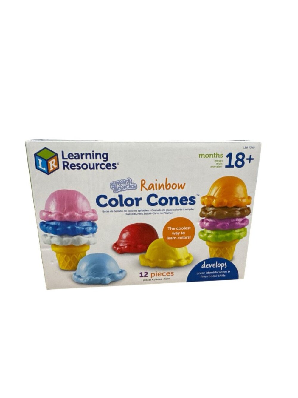 Learning Resources Rainbow Color Cones 12-Piece Set For Ages 18+ Months